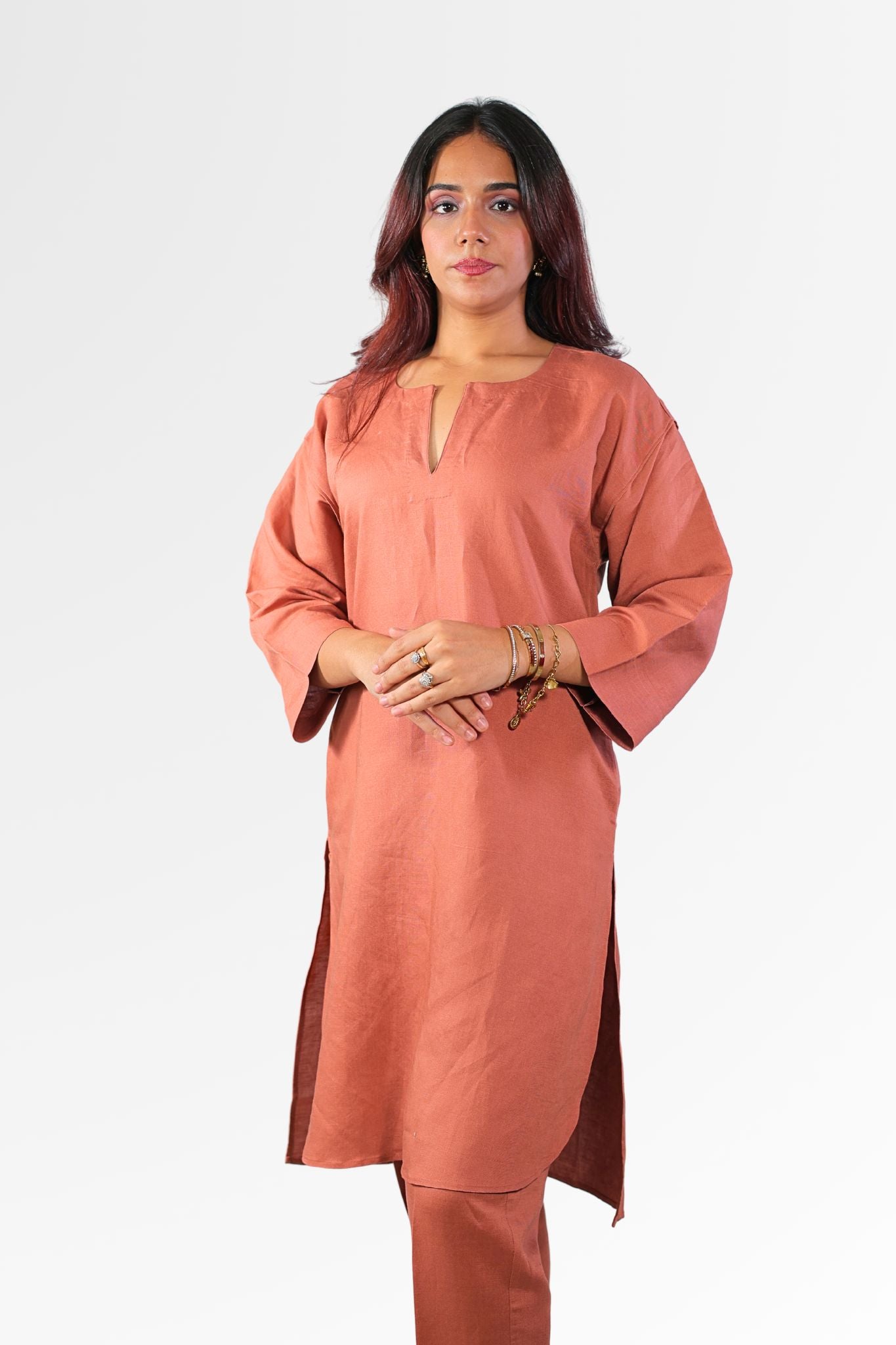 Astitva kurta set for women light coffee colour