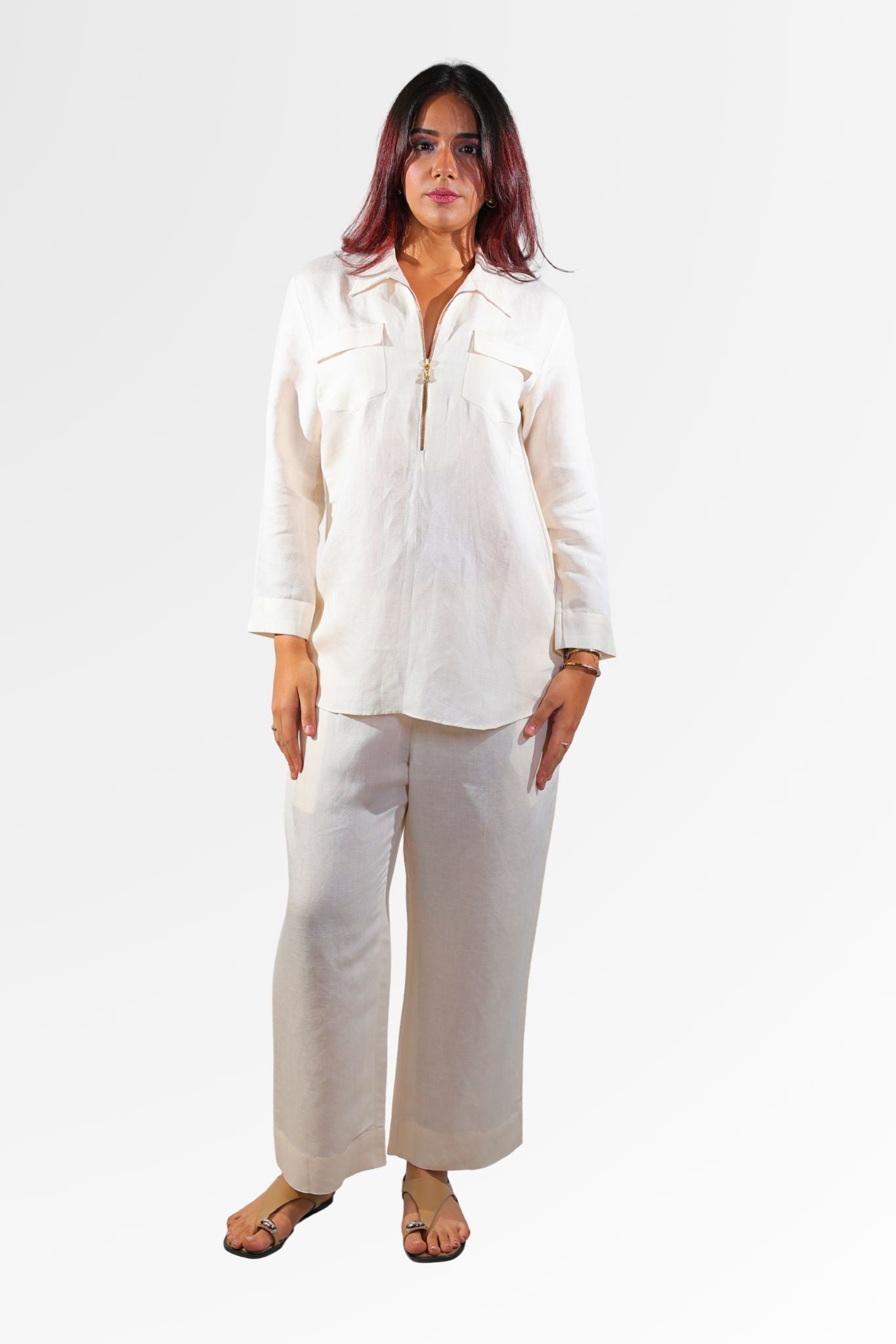 AROHO cream shirt pant