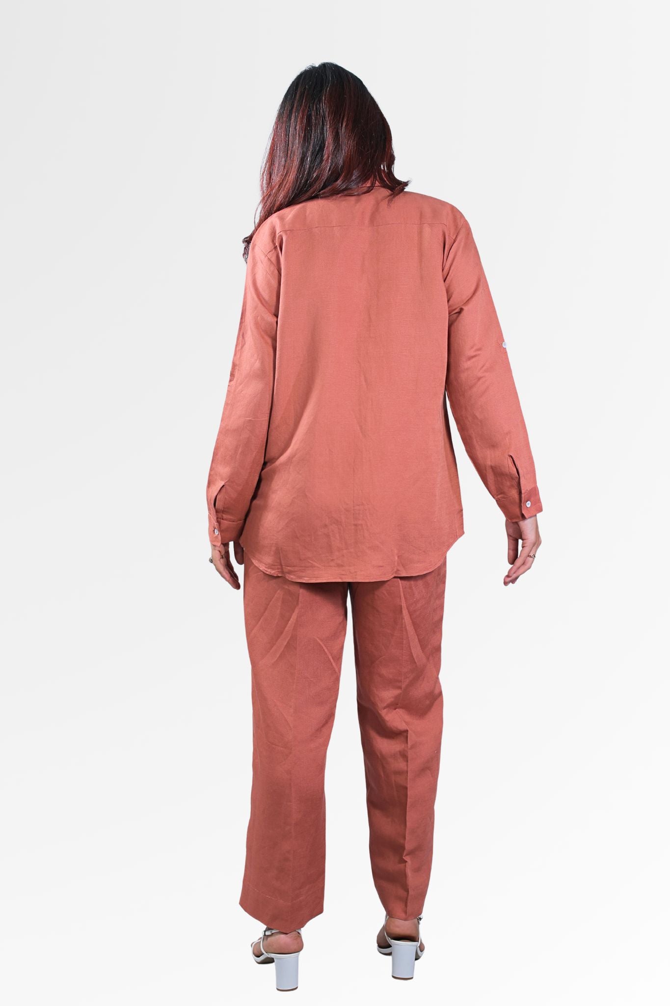 3-Piece Linen Co-Ord Set for Women | Relaxed Fit Shirt, Inner & Pants