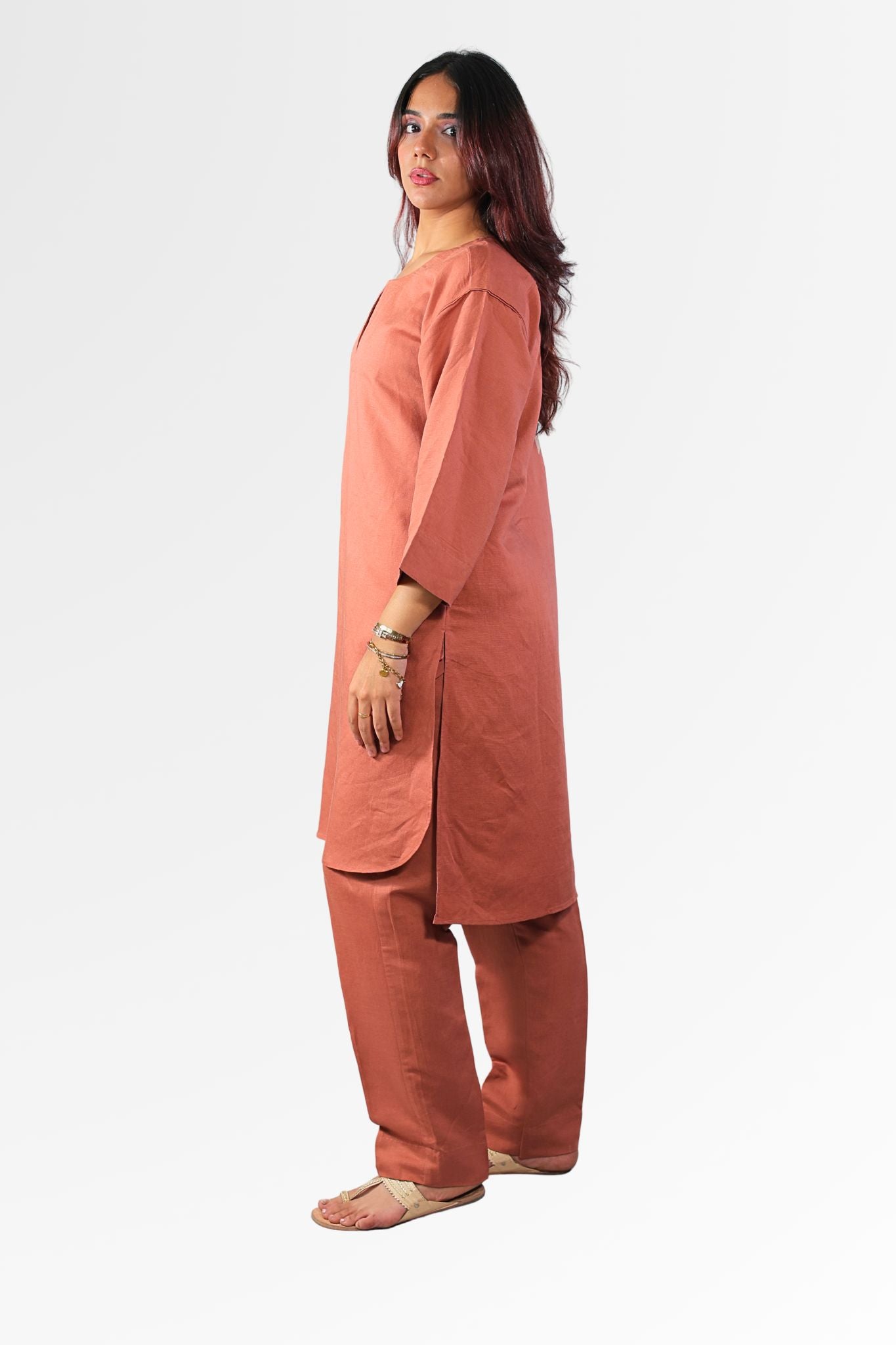 Astitva kurta set for women light coffee colour