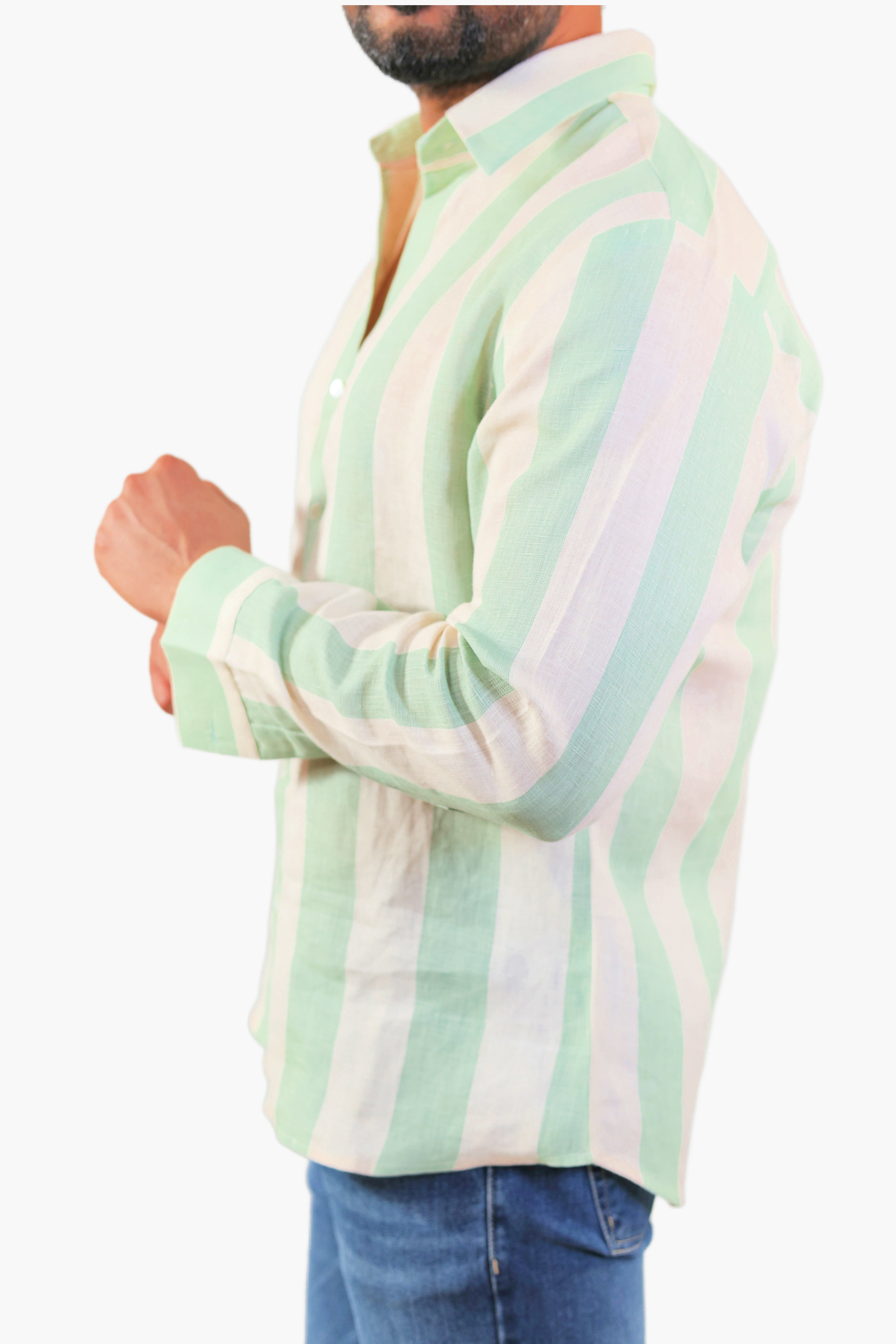 THE REKH Green Stripe Casual Shirt – Perfect with Denim & Trousers