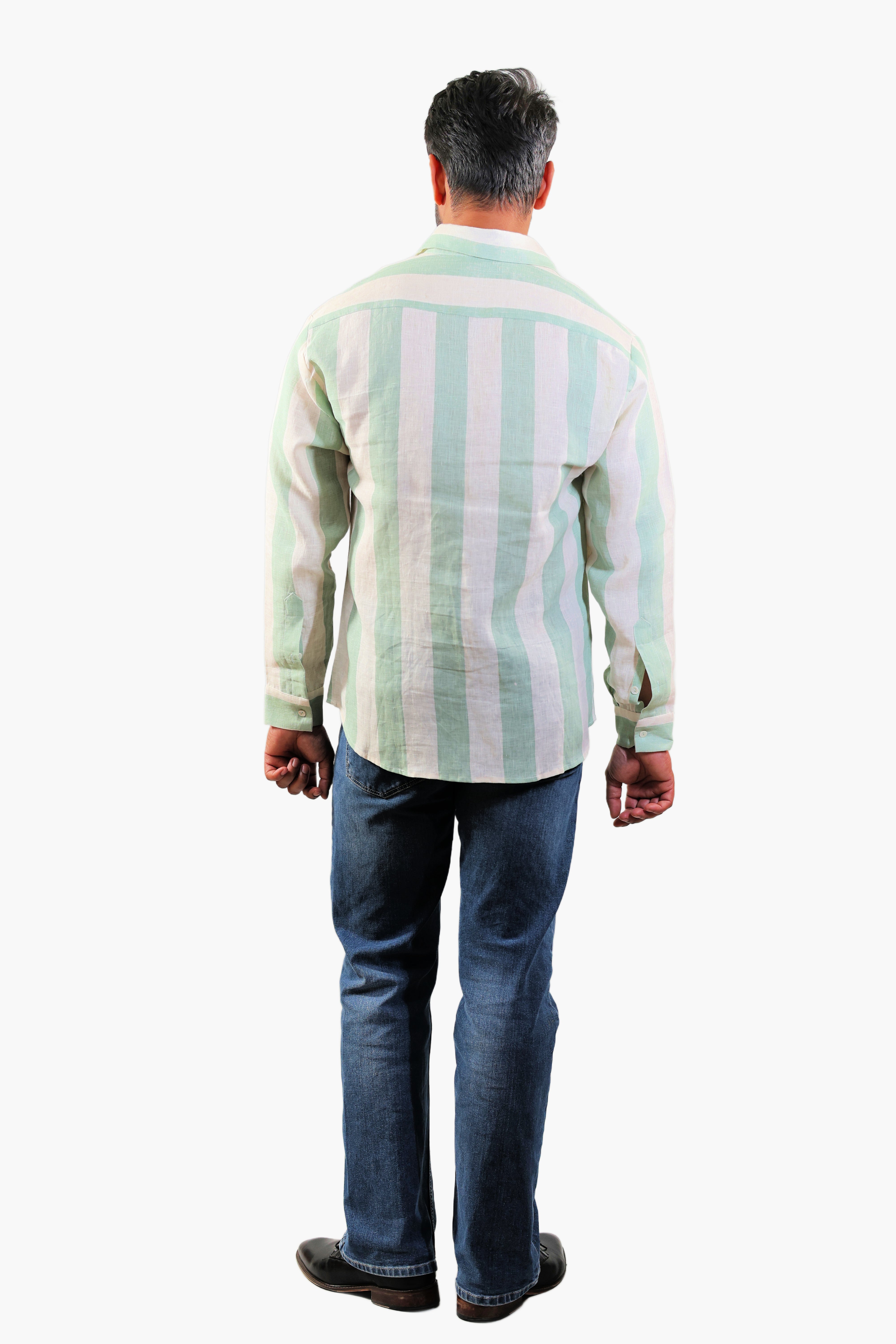 THE REKH Green Stripe Casual Shirt – Perfect with Denim & Trousers