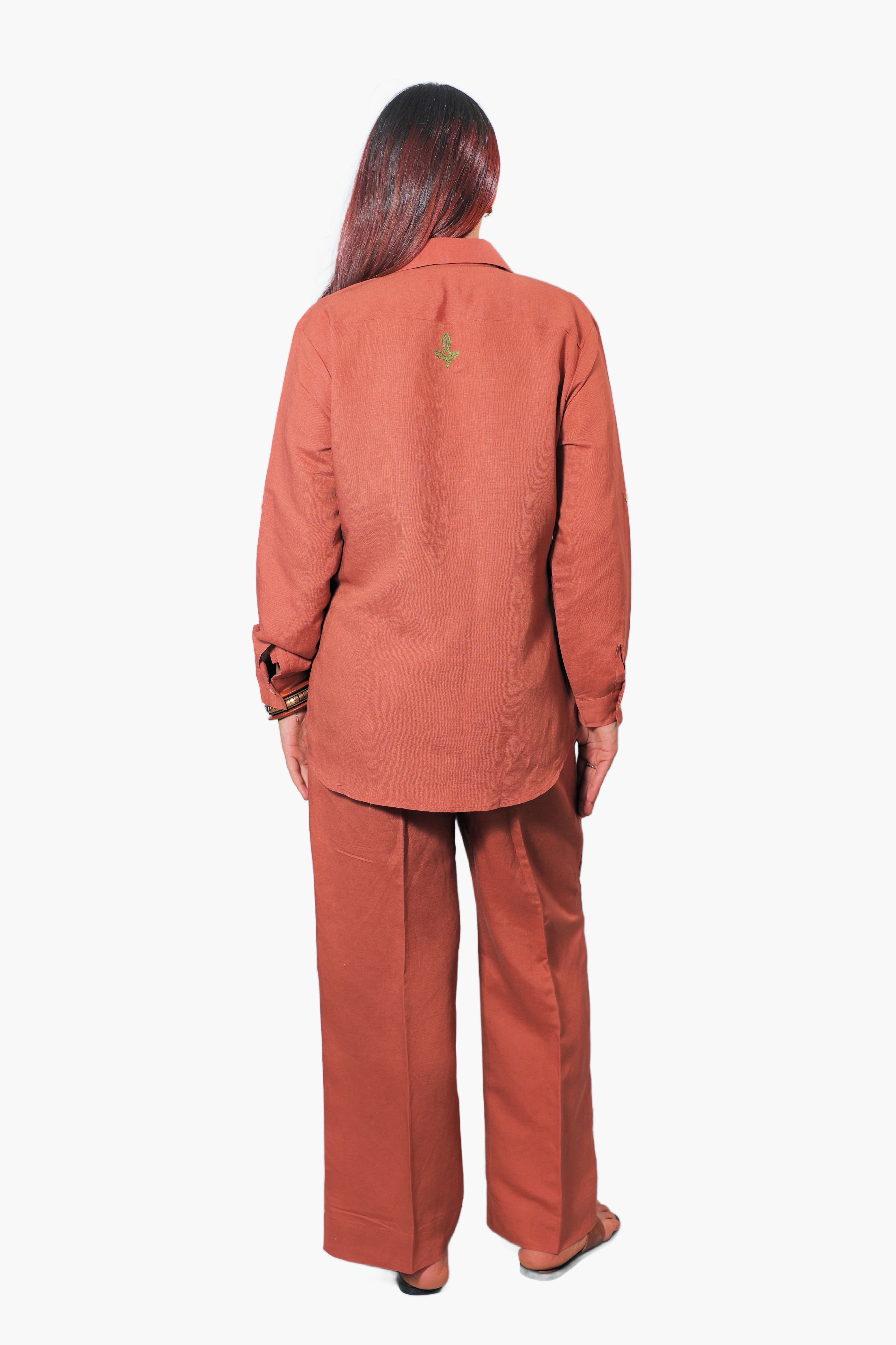 ANSH Linen Co-ord Set for Women (Coffee Brown Colour)