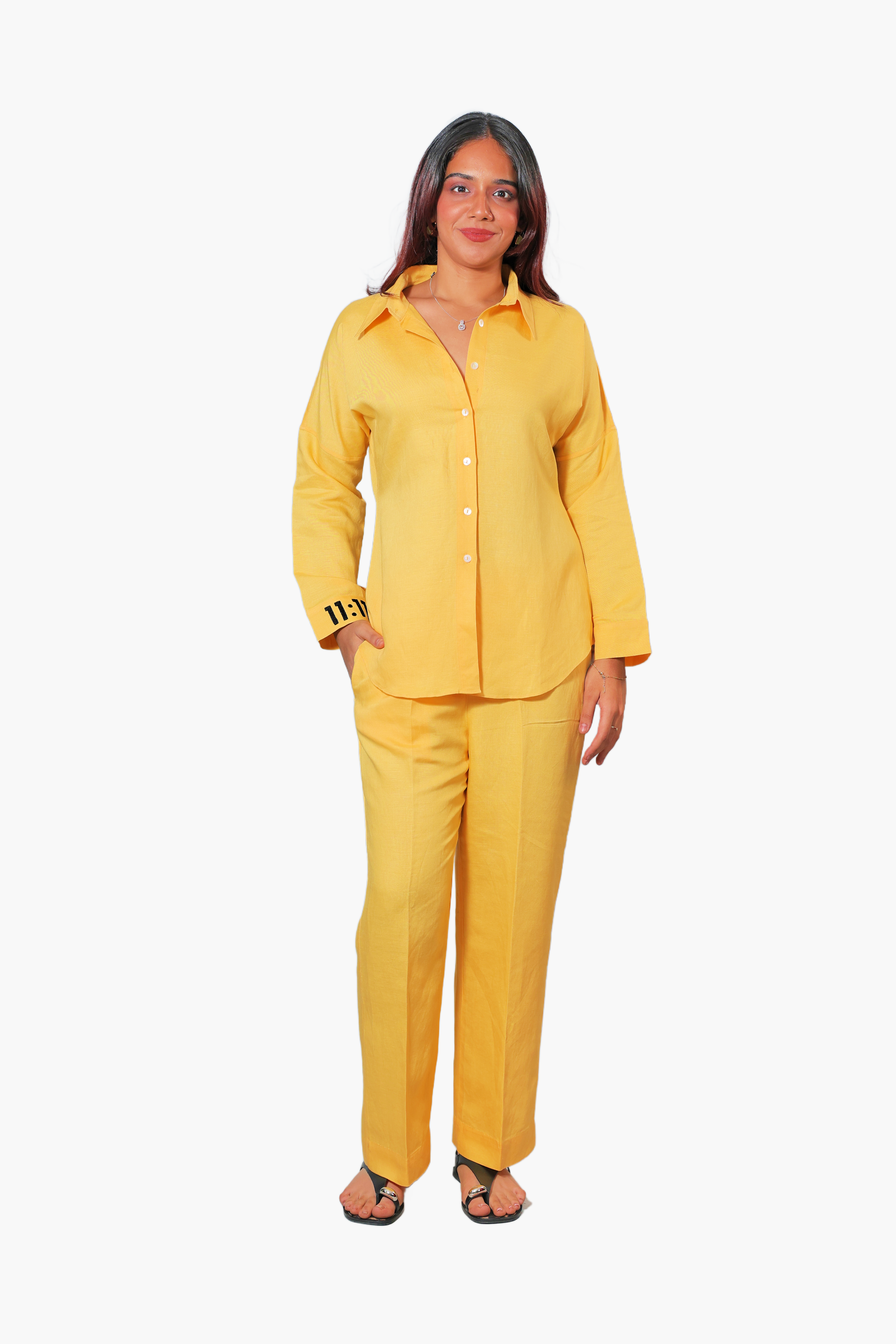 SANKET yellow coordset with spiritual sign of manifestation
