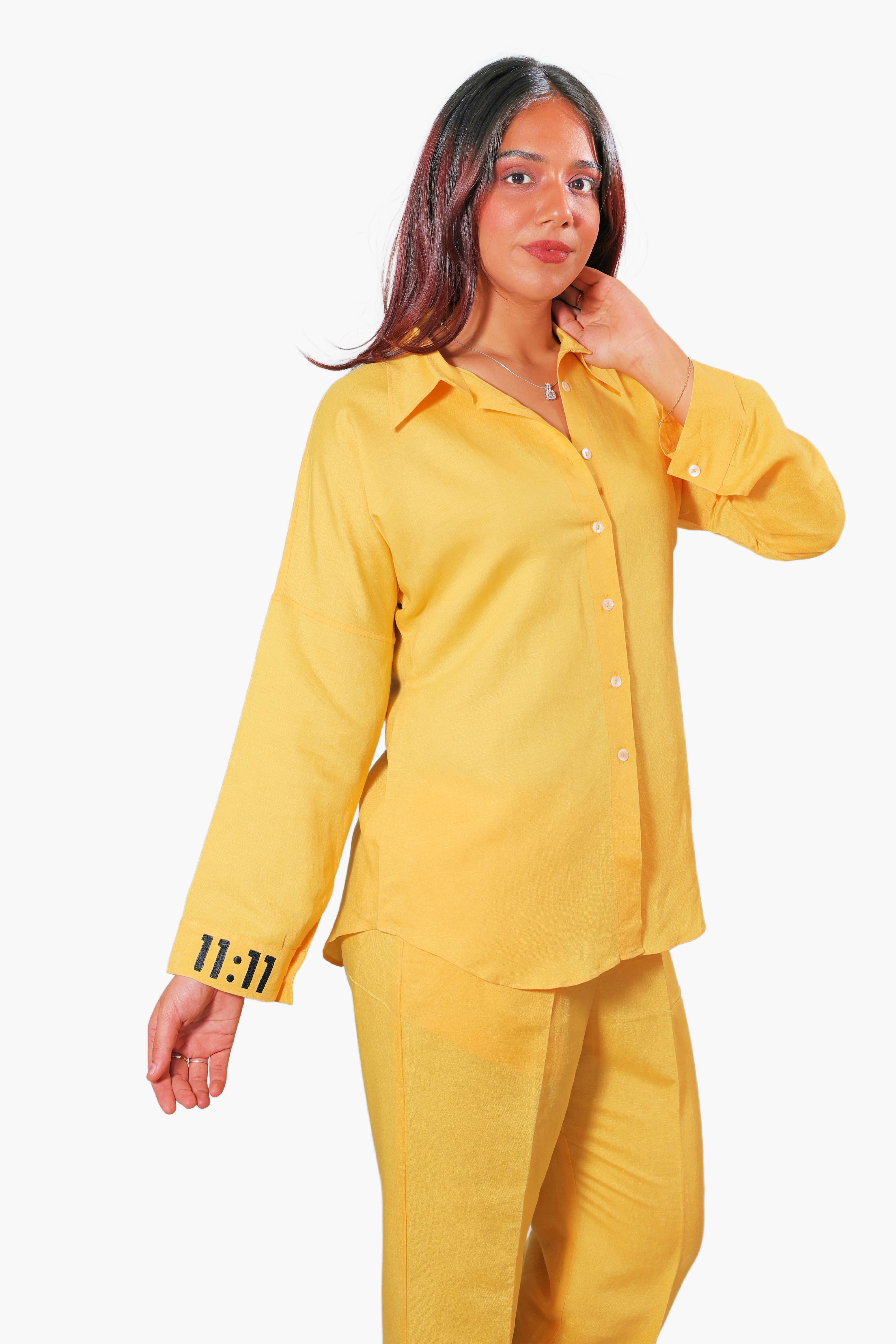 SANKET yellow coordset with spiritual sign of manifestation