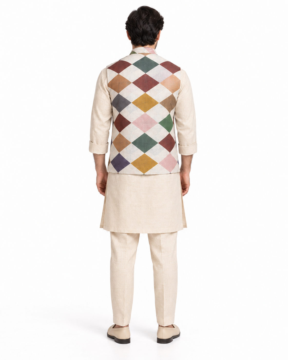 SouLin Geometric Print Nehru Jacket