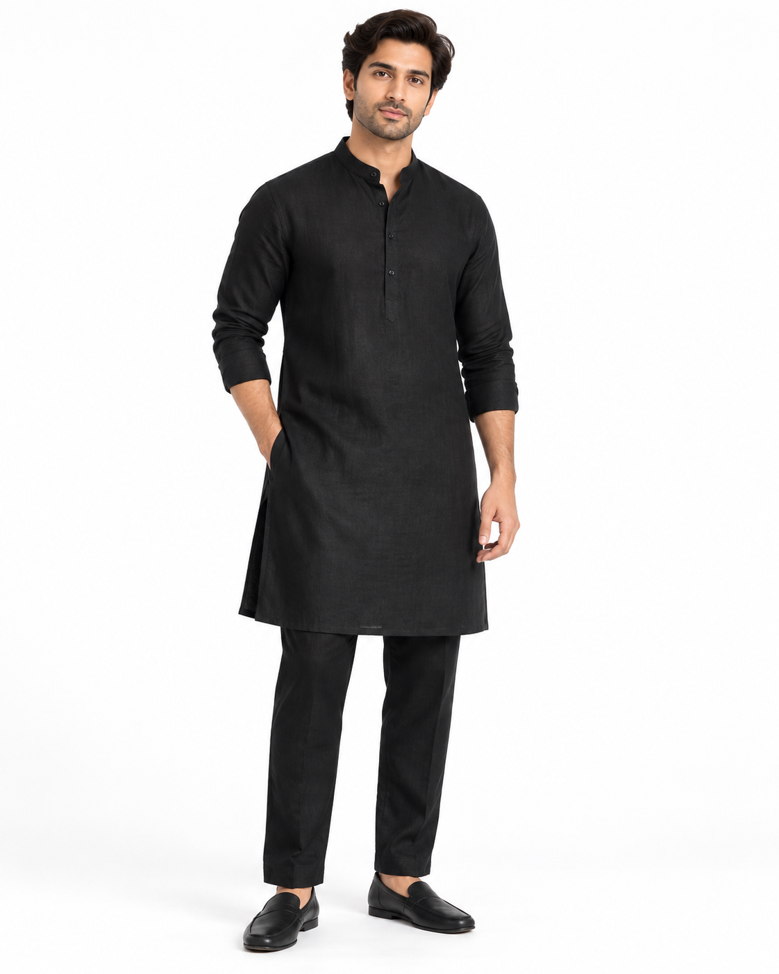 SouLin linen kurta pant set - Black
