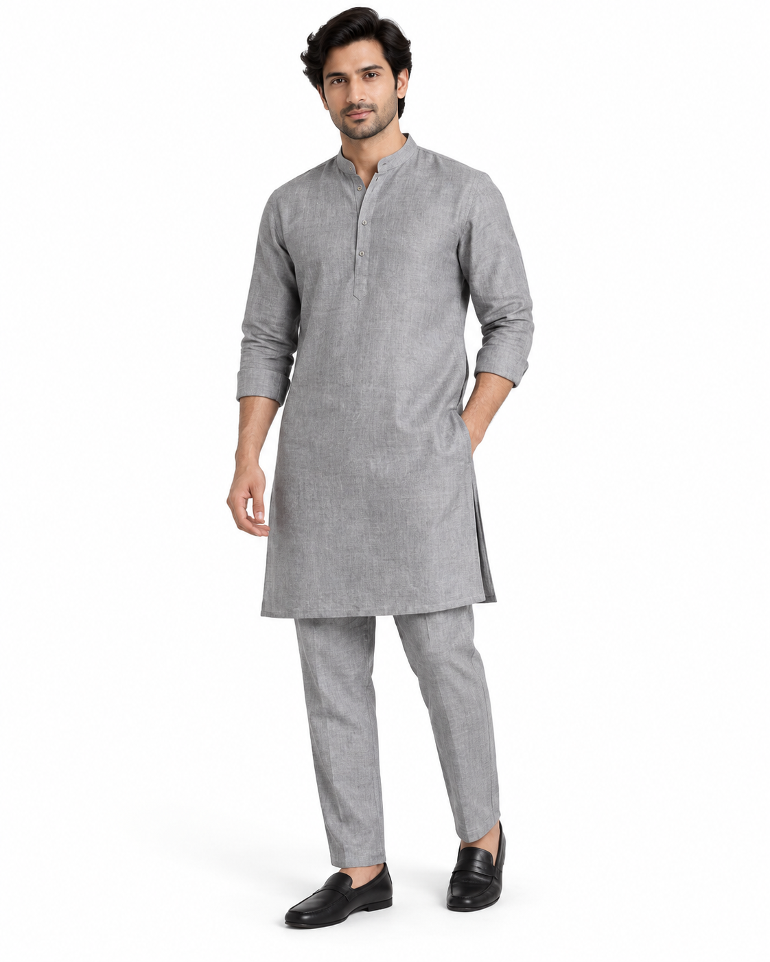 SouLin linen kurta pant set - Grey