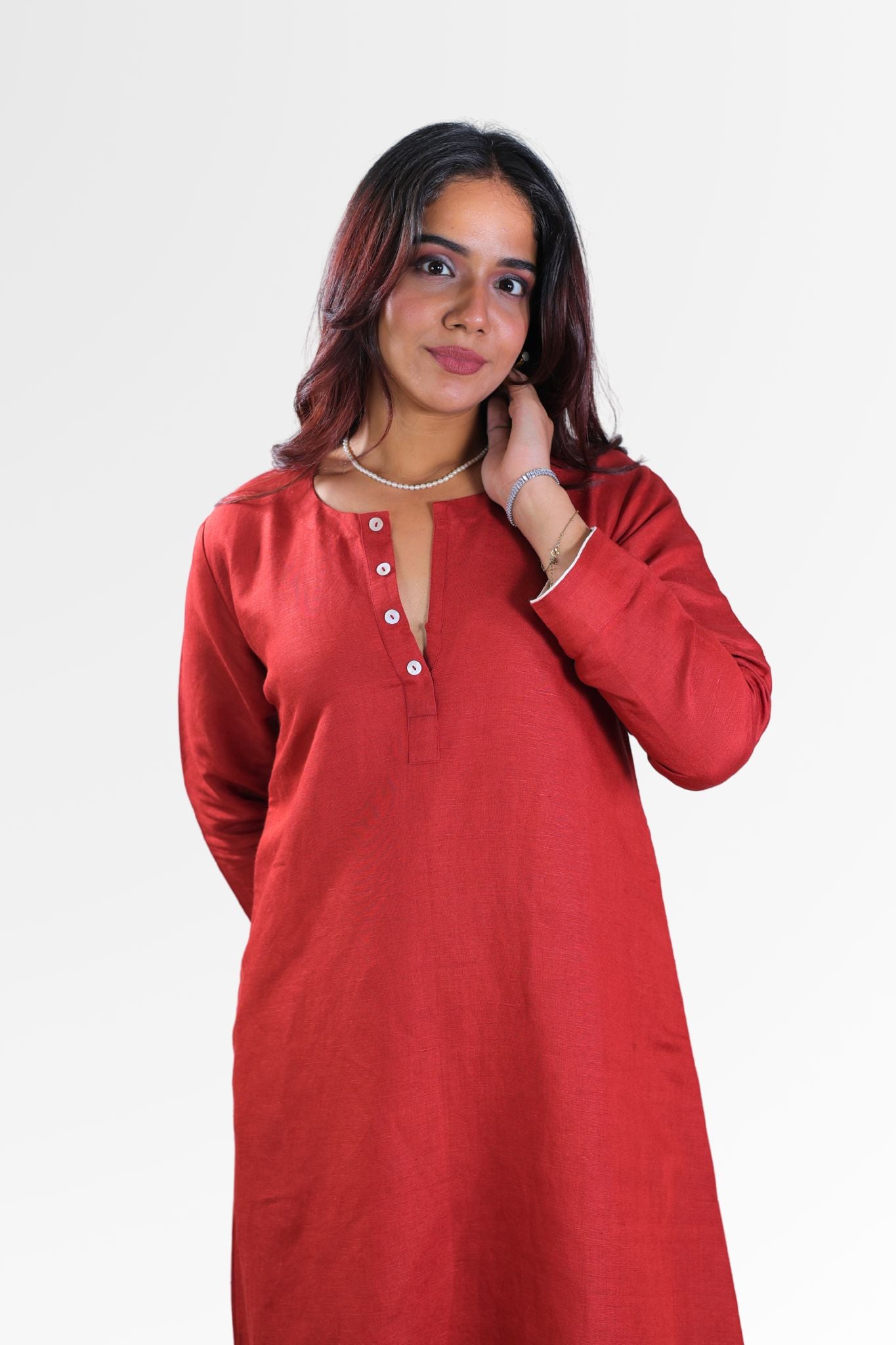 Prakriti Women’s Printed Pure Linen Long Dress