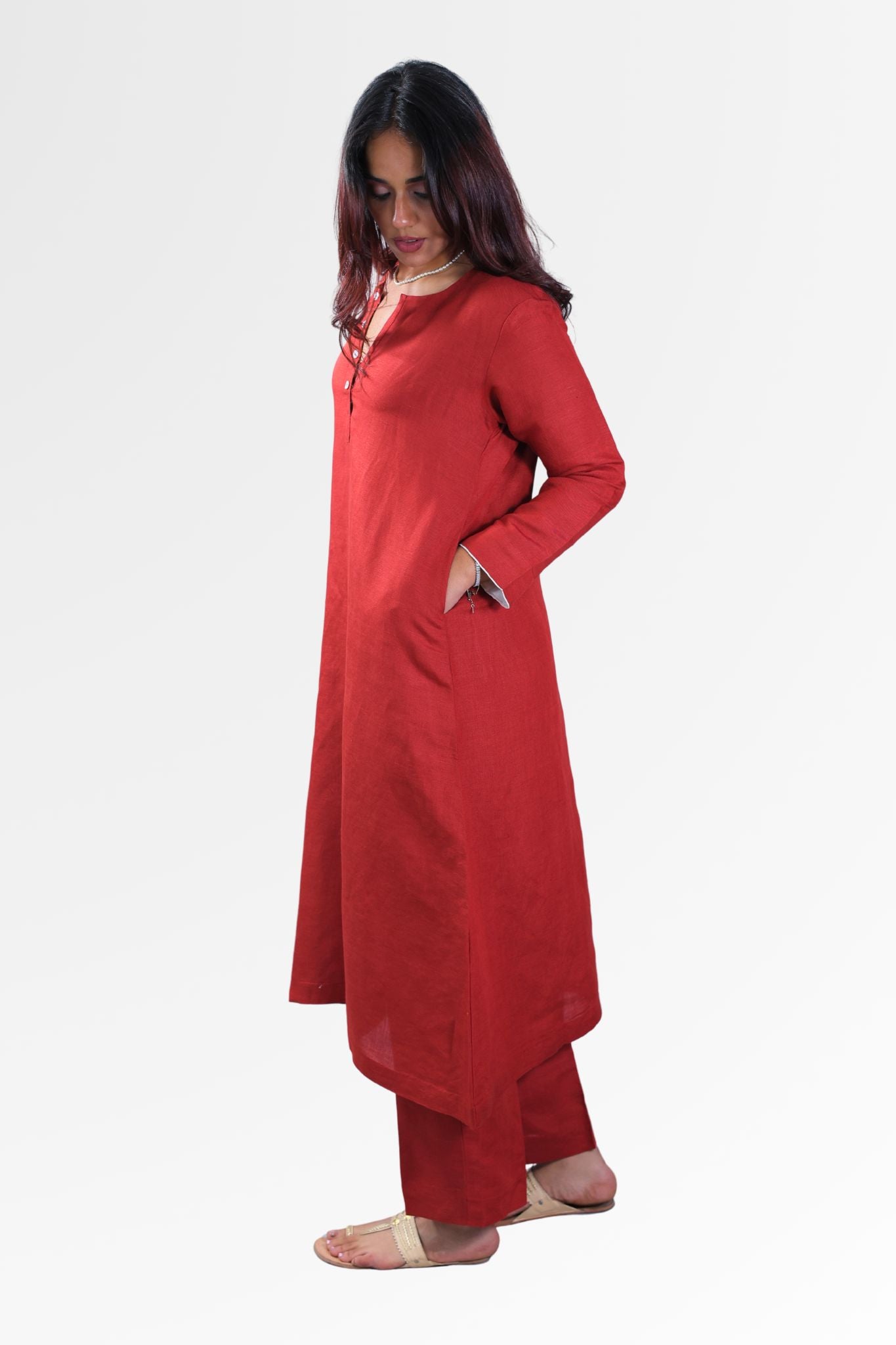 Prakriti Women’s Printed Pure Linen Long Dress