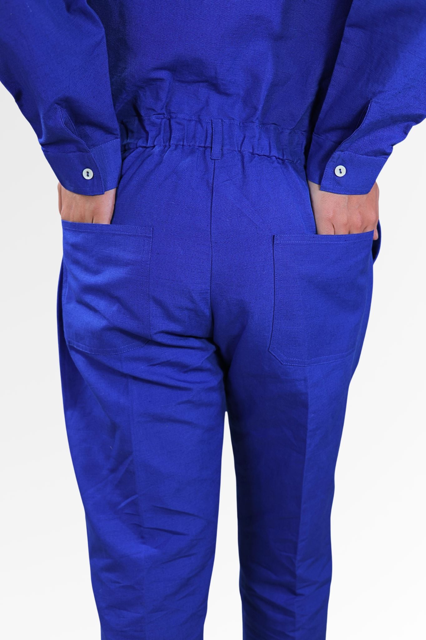 Royal Blue Lavanya Linen Jumpsuit for Women