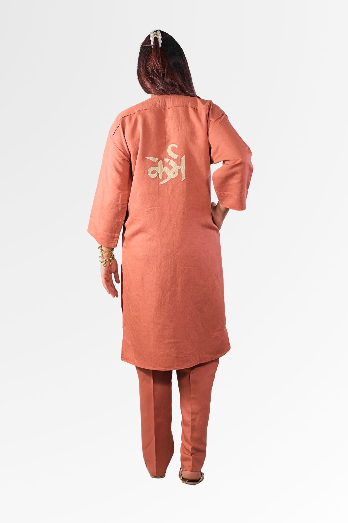Astitva kurta set for women light coffee colour