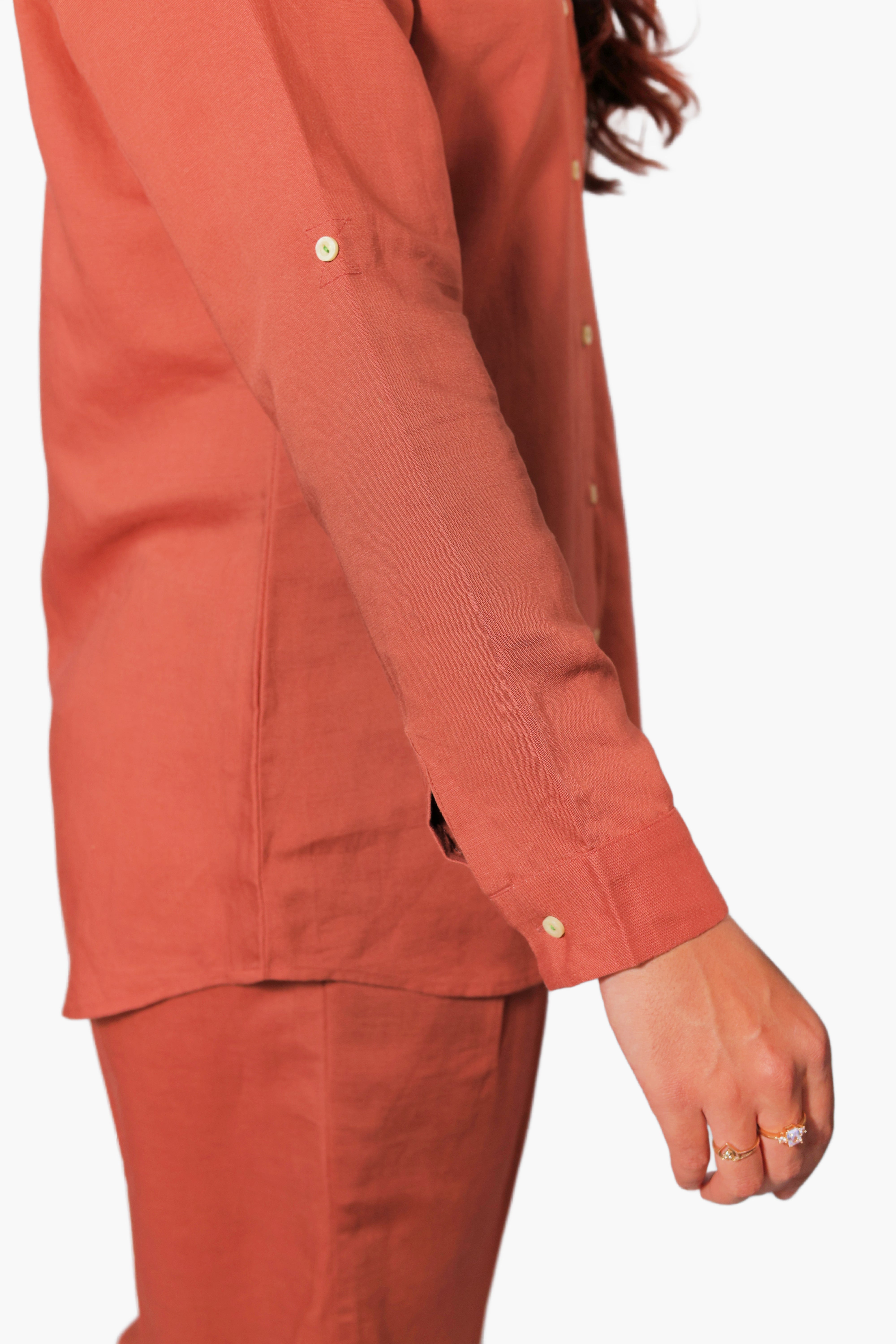 ANSH Linen Co-ord Set for Women (Coffee Brown Colour)
