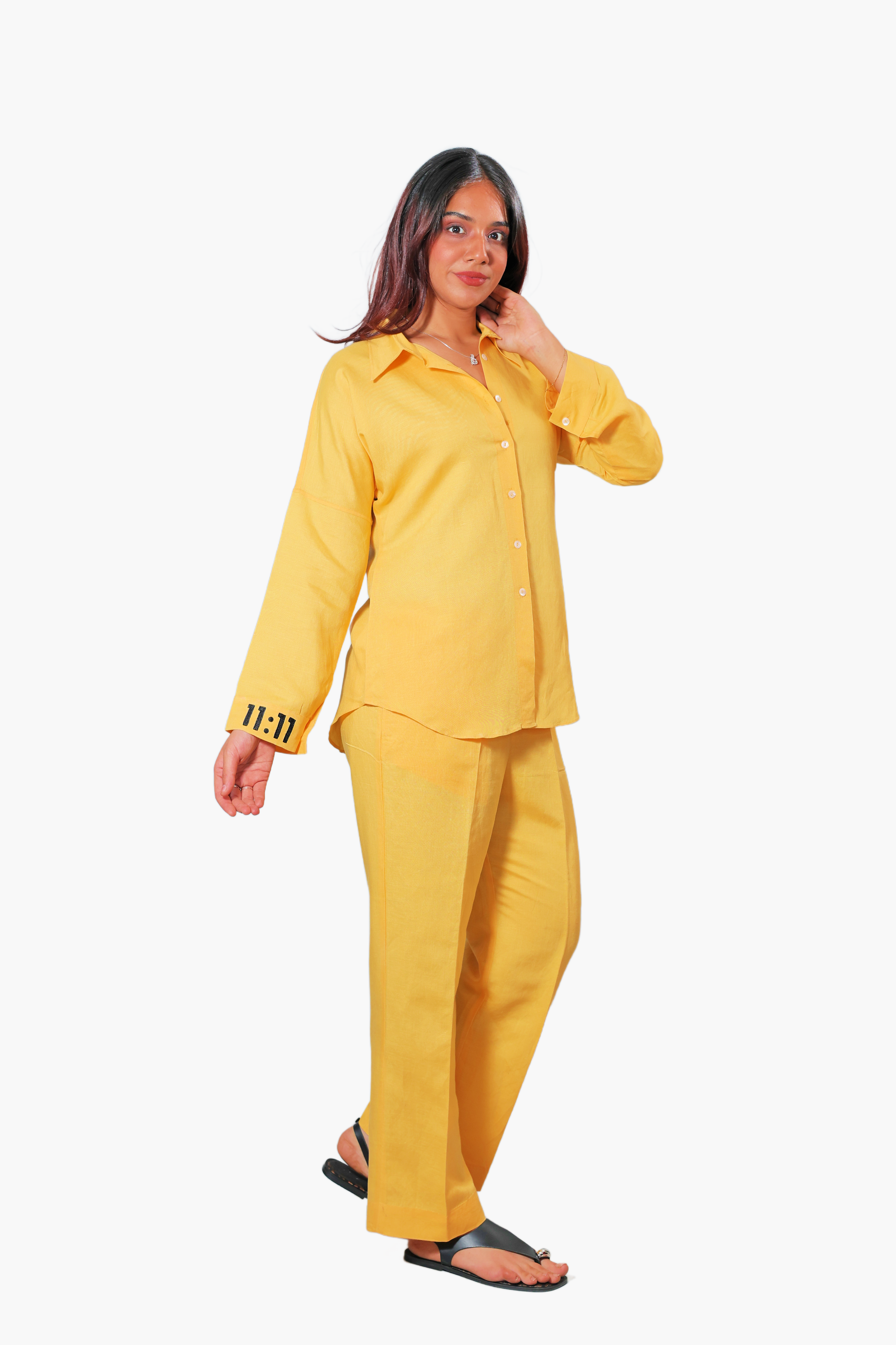 SANKET yellow coordset with spiritual sign of manifestation
