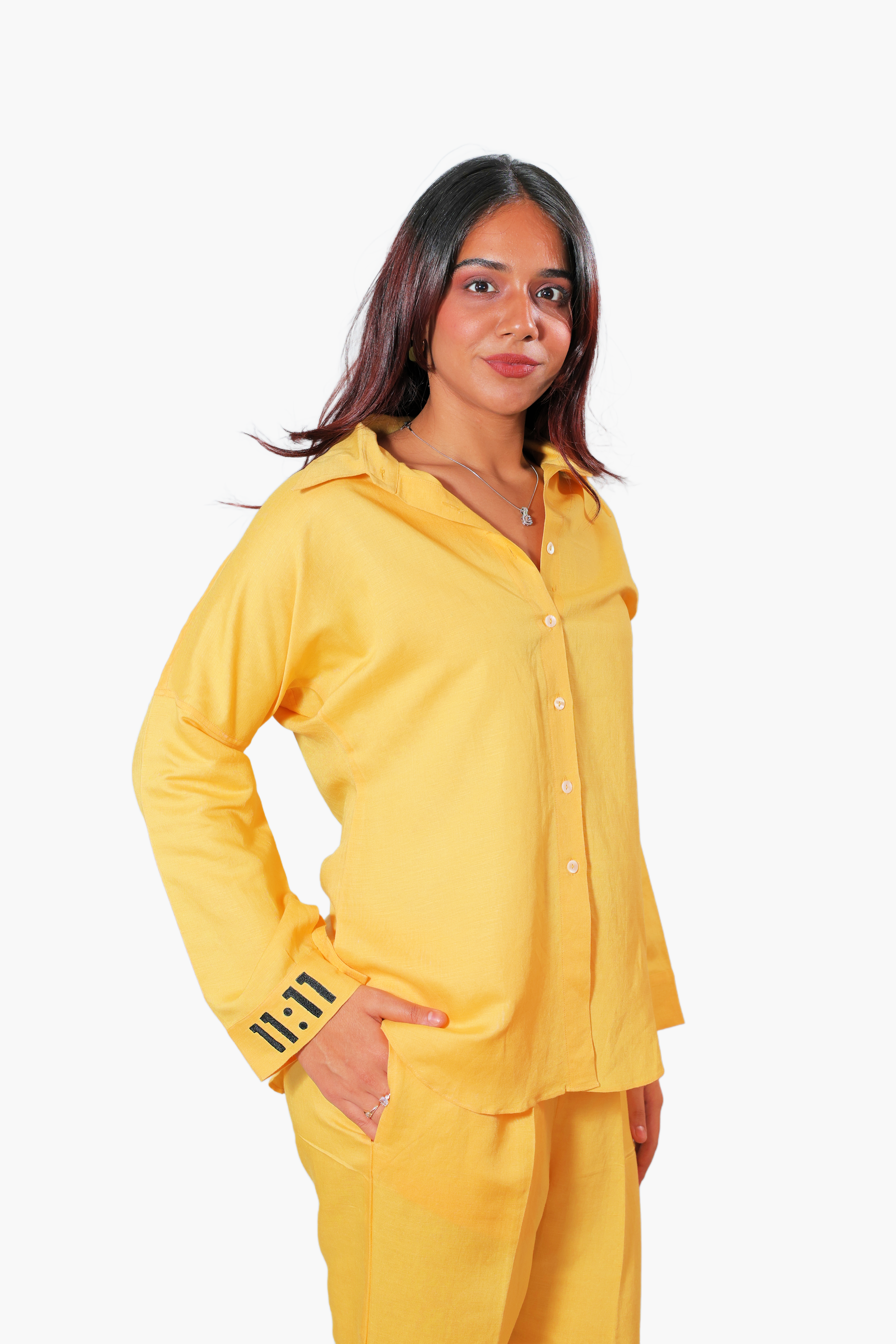 SANKET yellow coordset with spiritual sign of manifestation