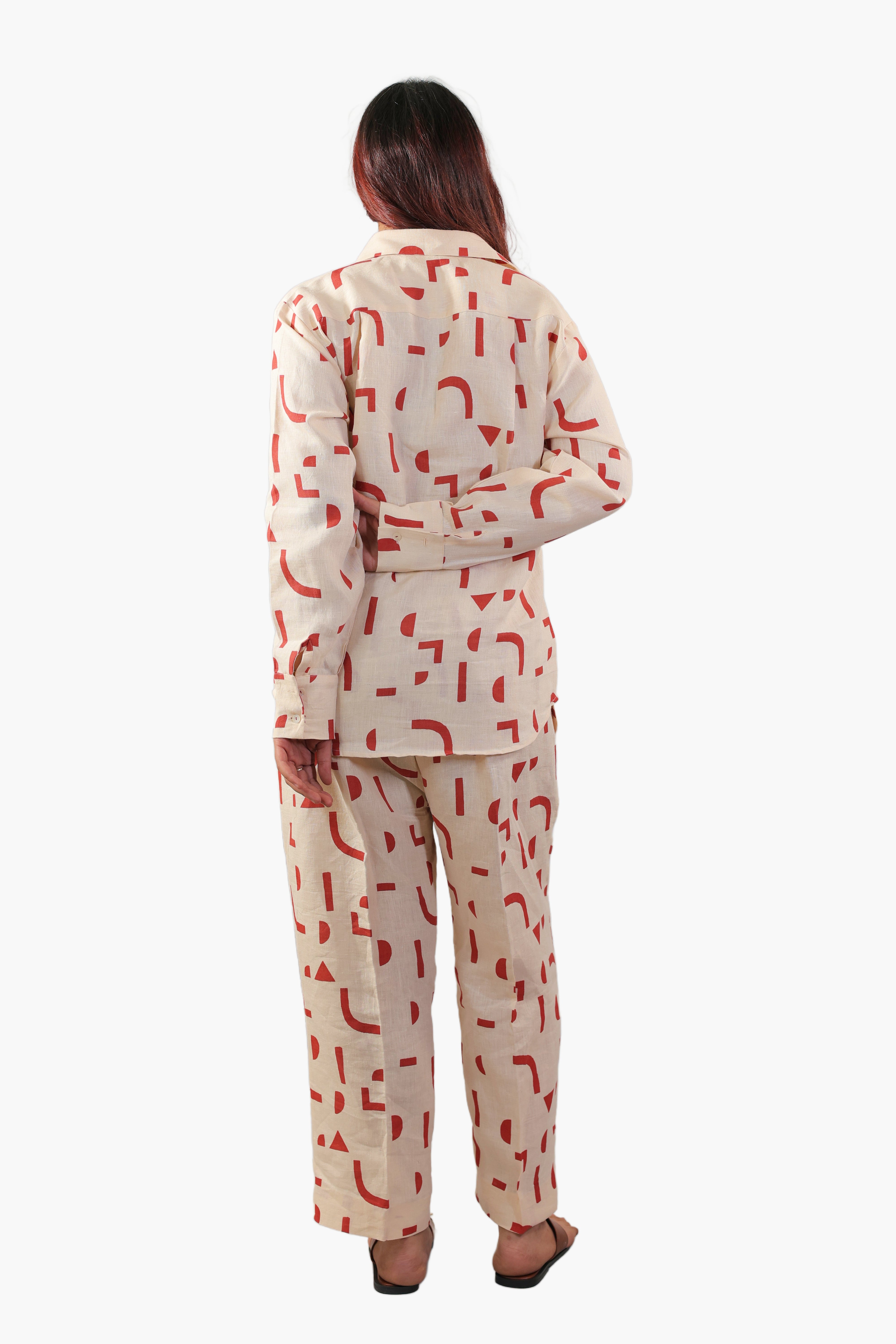 ROOP REKH Rust orange Printed Coord Set with collar