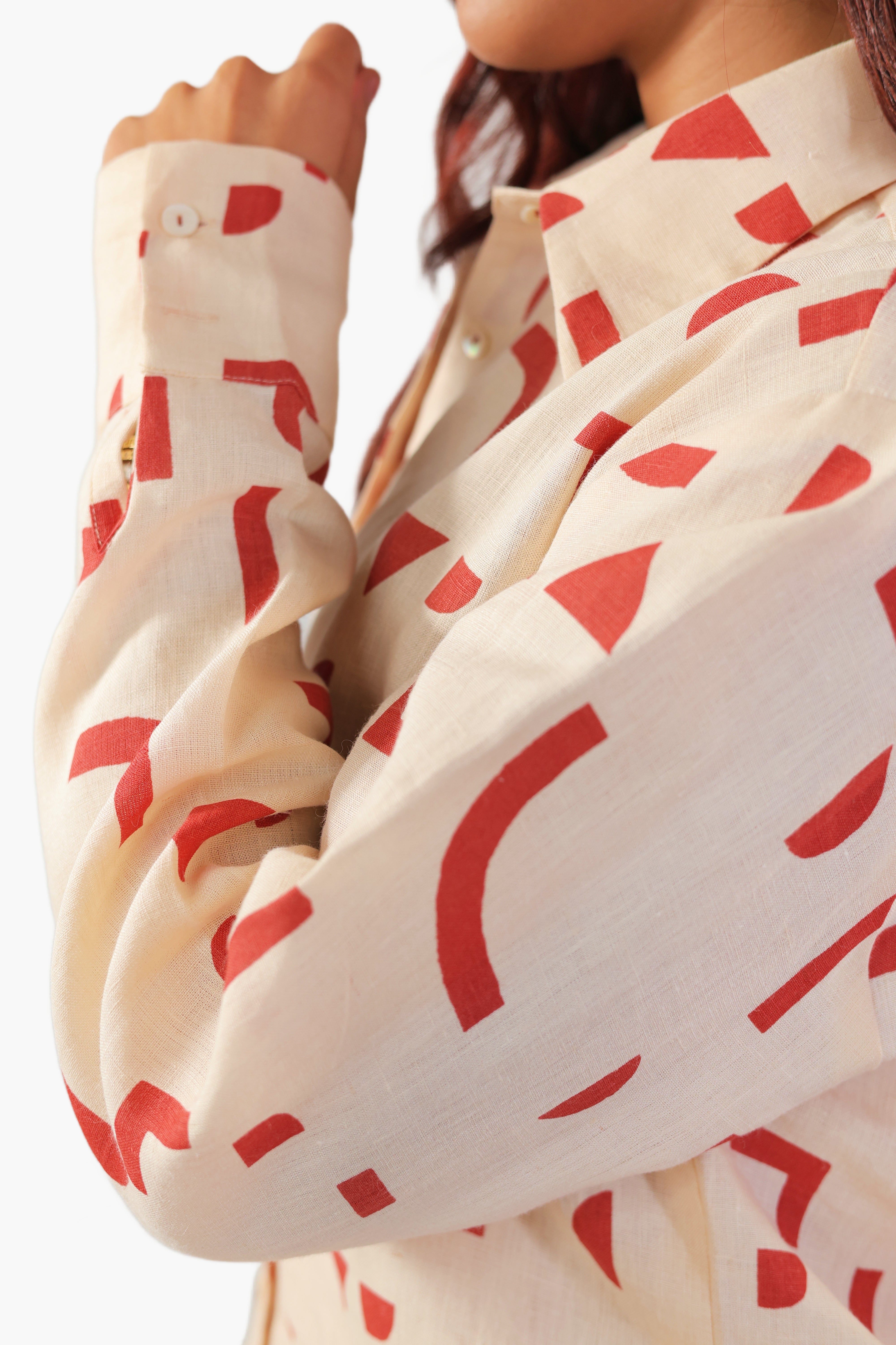 ROOP REKH Rust orange Printed Coord Set with collar
