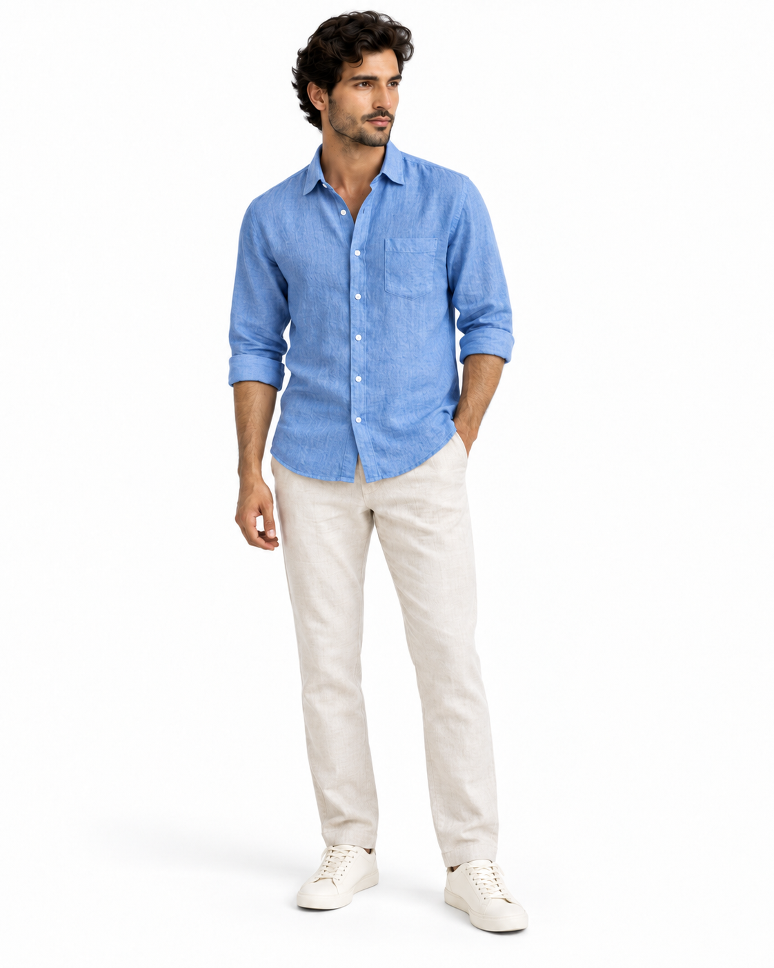 Yuvarāja blue linen shirt