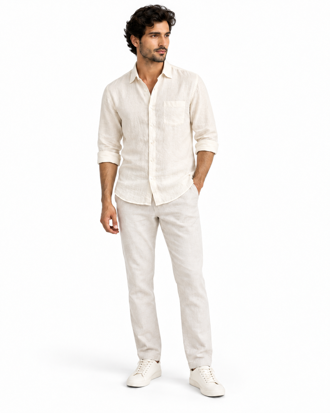 Yuvarāja cream linen shirt