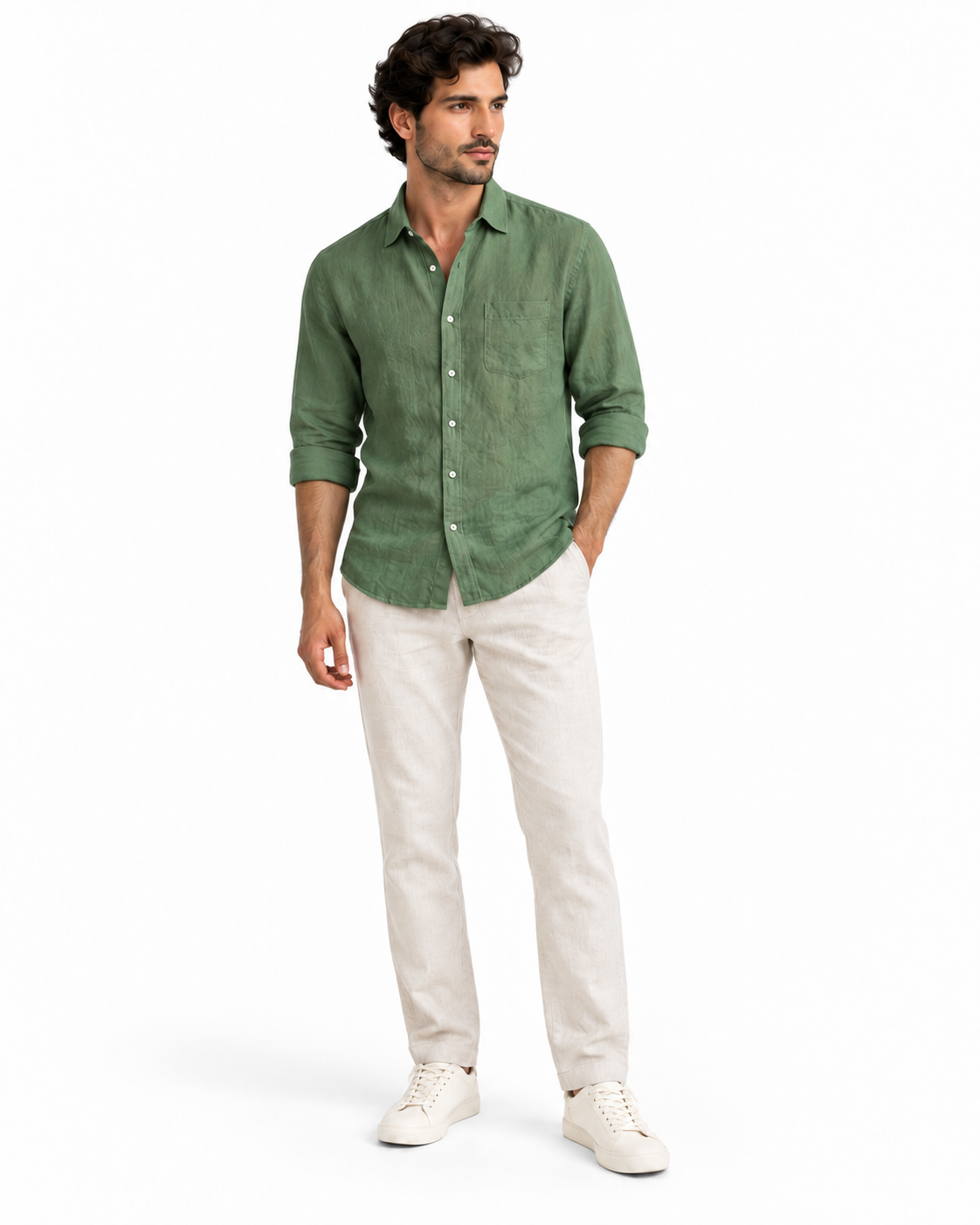 Yuvarāja green linen shirt