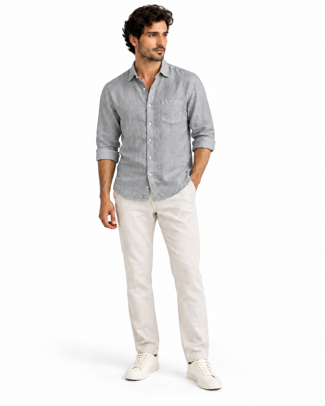 Yuvarāja grey linen shirt