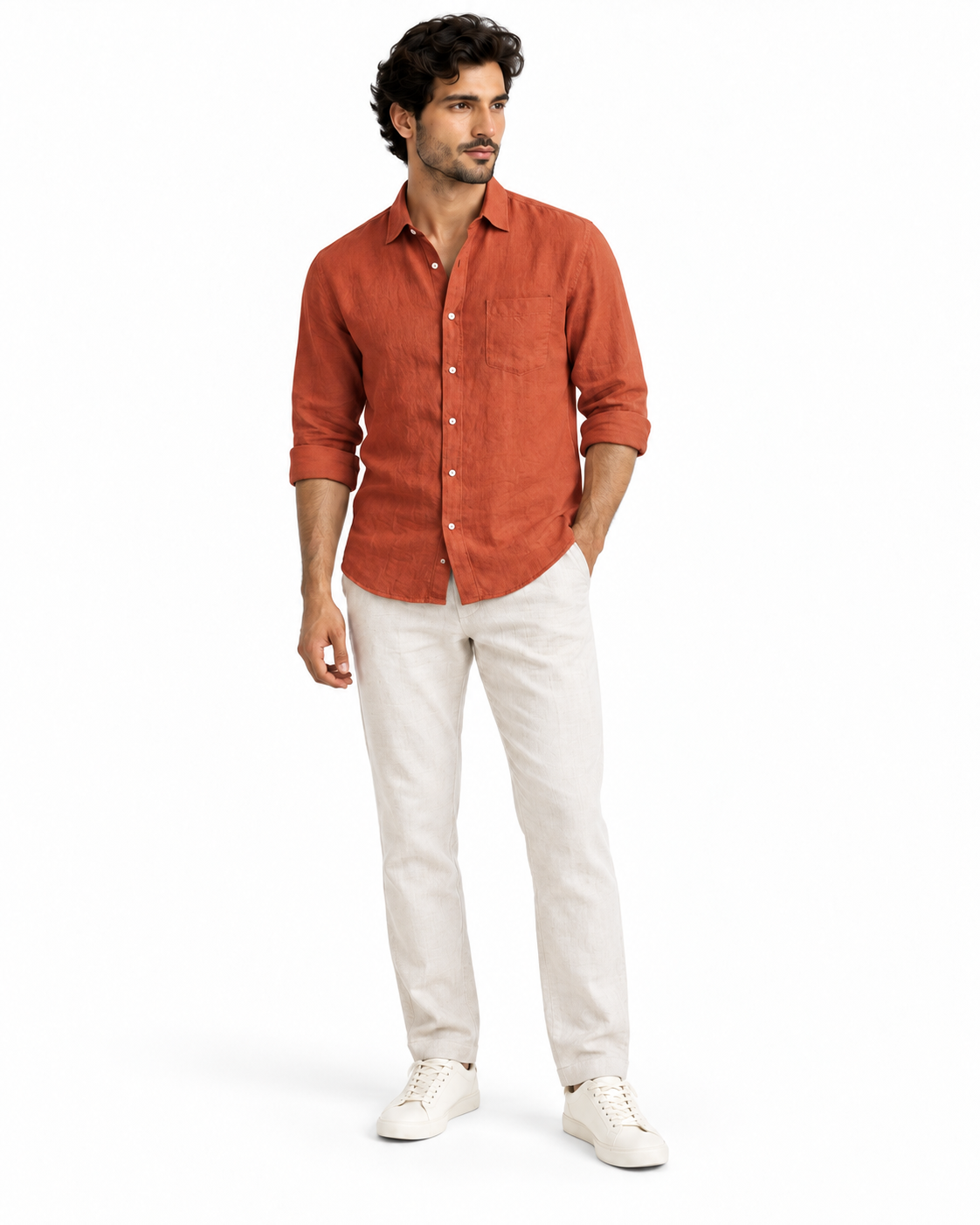 Yuvarāja rust linen shirt