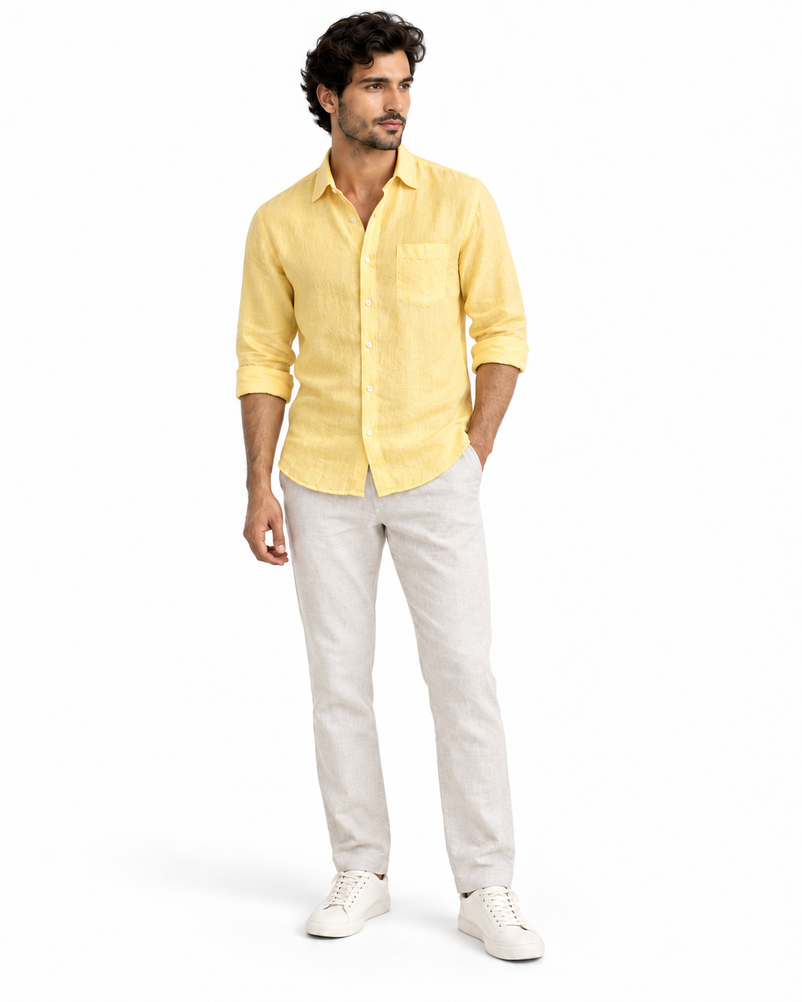 Yuvarāja yellow linen shirt